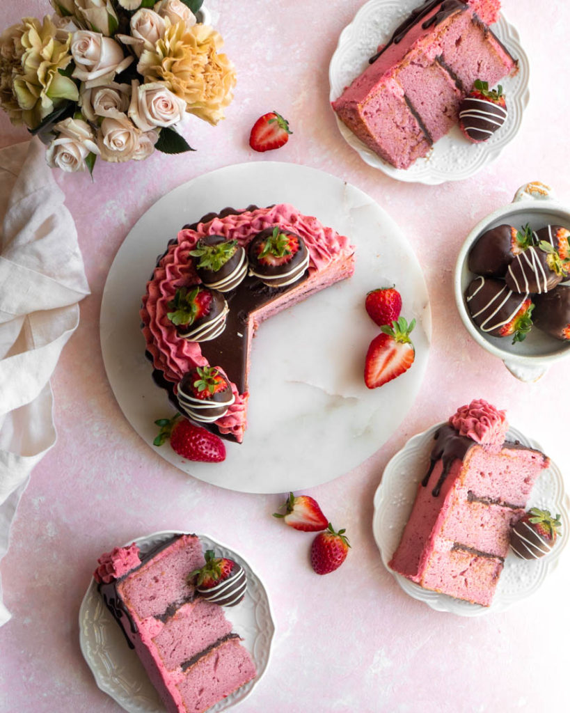 Chocolate Covered Strawberry Cake - In Bloom Bakery
