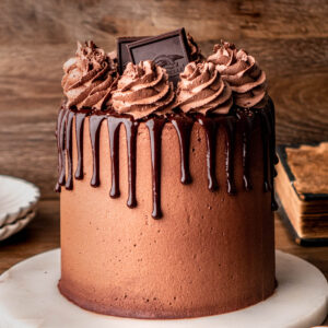 chocolate cake with chocolate ganache drip