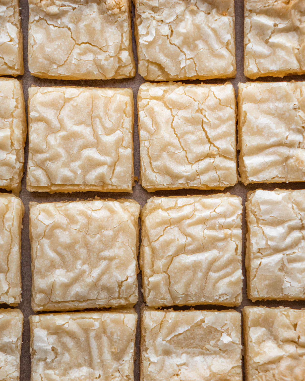 white chocolate brownies cut into squares