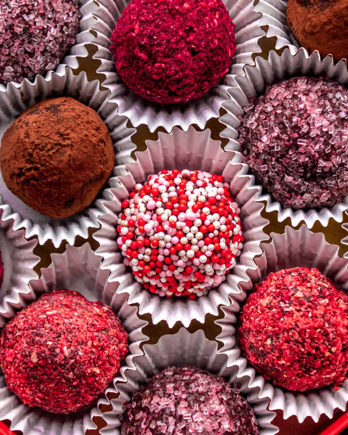 truffles in cupcake liners in a box