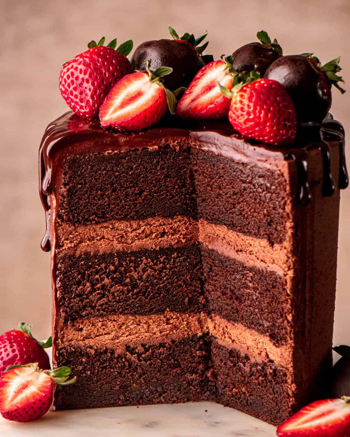 Chocolate Strawberry Coffee Layer Cake